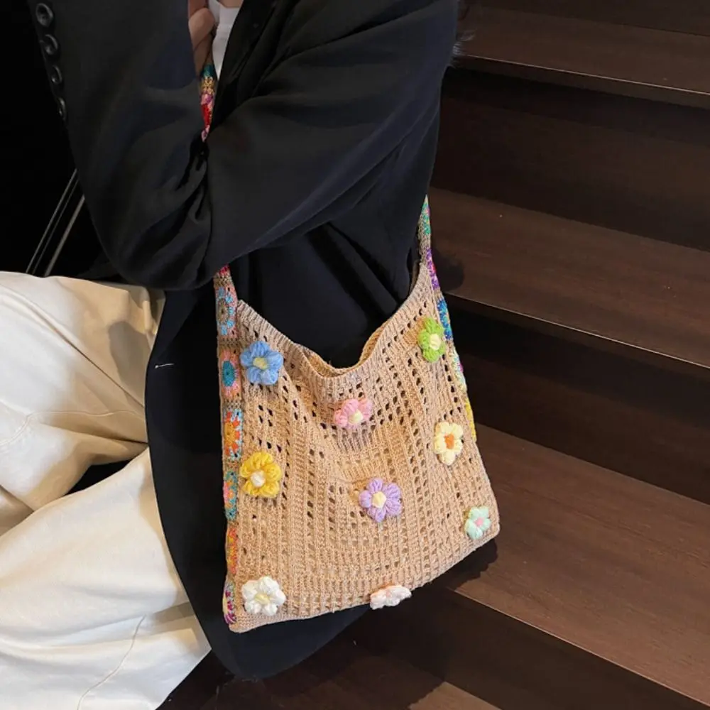 Boho Knitting Shoulder Bag Ethnic Style Large Capacity Bohemian Crochet Crossbody Bag Hollow Out Lazy Style Casual Woven Handbag
Boho Knitting Shoulder Bag Ethnic Style Large Capacity Bohemian Crochet Crossbody Bag Hollow Out Lazy Style Casual Woven Handbag