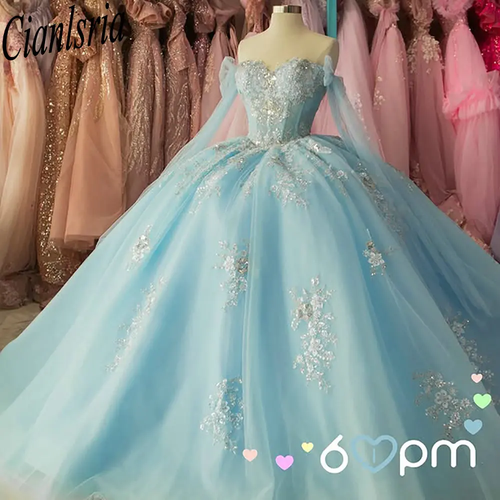 Голубое платье Quinceanera с длинными рукавами, бальное платье с бисером и кристаллами, кружево Sweet 15, мексиканское индивидуальное платье
Голубое платье Quinceanera с длинными рукавами, бальное платье с бисером и кристаллами, кружево Sweet 15, мексиканское индивидуальное платье