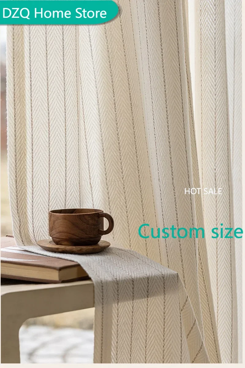Modern wool feel light beige striped curtians for balcony living room bedroom yarn curtains yoga room decorative curtains Custom
Modern wool feel light beige striped curtians for balcony living room bedroom yarn curtains yoga room decorative curtains Custom
