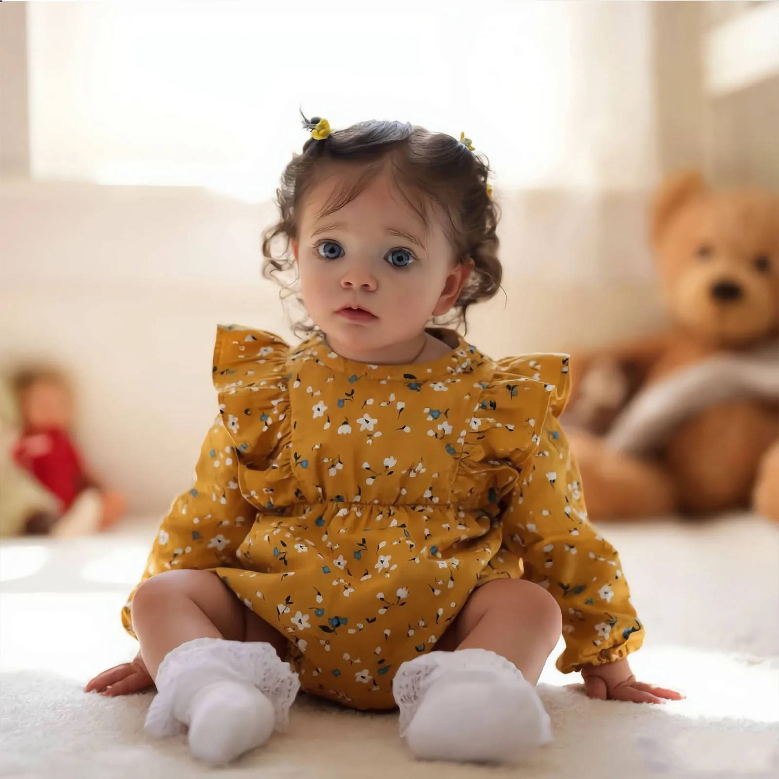 22 Inch Reborn Baby Doll, Realistic Lifelike Newborn Girl Doll with Yellow Floral Outfit, Soft Vinyl Silicone Baby Doll for Kids Age 3+, Collectors & Role Play Gift Set
22 Inch Reborn Baby Doll, Realistic Lifelike Newborn Girl Doll with Yellow Floral Outfit, Soft Vinyl Silicone Baby Doll for Kids Age 3+, Collectors & Role Play Gift Set