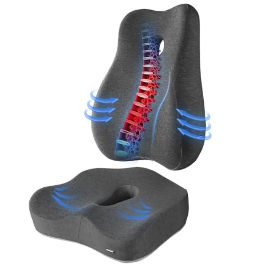 Seat Cushion and Lumbar Support Pillow Set for Office Chair and Tailbone Discomfort with Lumbar Support Pillow and Seat Cushion
Seat Cushion and Lumbar Support Pillow Set for Office Chair and Tailbone Discomfort with Lumbar Support Pillow and Seat Cushion