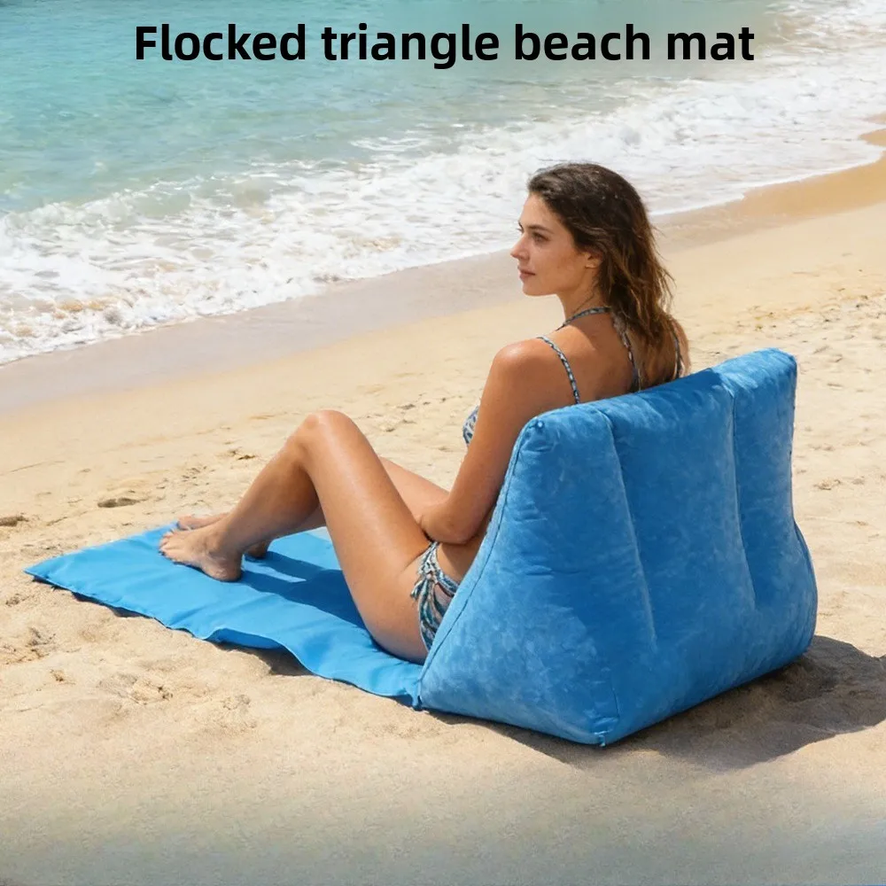 Inflatable Beach Cushion, PVC Flocked Triangular Inflatable Pillow, Flocked Beach Lounge Backrest Pad
Inflatable Beach Cushion, PVC Flocked Triangular Inflatable Pillow, Flocked Beach Lounge Backrest Pad