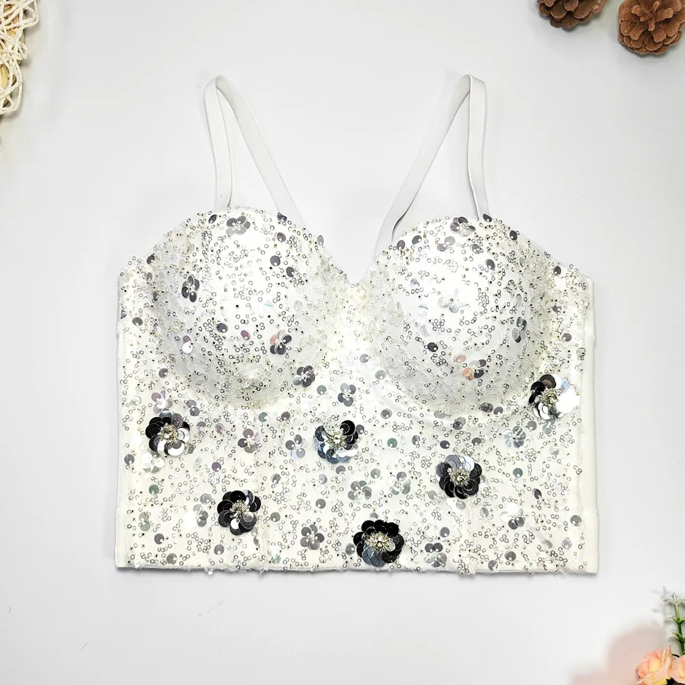 Coquette Sequin Corset Top Women Summer Sexy Sequined Beading Flower Bustier Strap Camisole Bra Party Shaper Short Tops
Coquette Sequin Corset Top Women Summer Sexy Sequined Beading Flower Bustier Strap Camisole Bra Party Shaper Short Tops