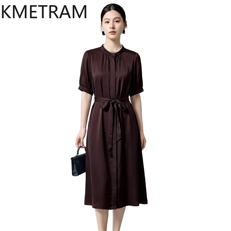 KMETRAM 92.7% Real Mulberry Silk Dresses for Women Elegant Purple Midi Dress Stand Collar Summer Frocks Woman Clothing 2026 원피스
KMETRAM 92.7% Real Mulberry Silk Dresses for Women Elegant Purple Midi Dress Stand Collar Summer Frocks Woman Clothing 2026 원피스