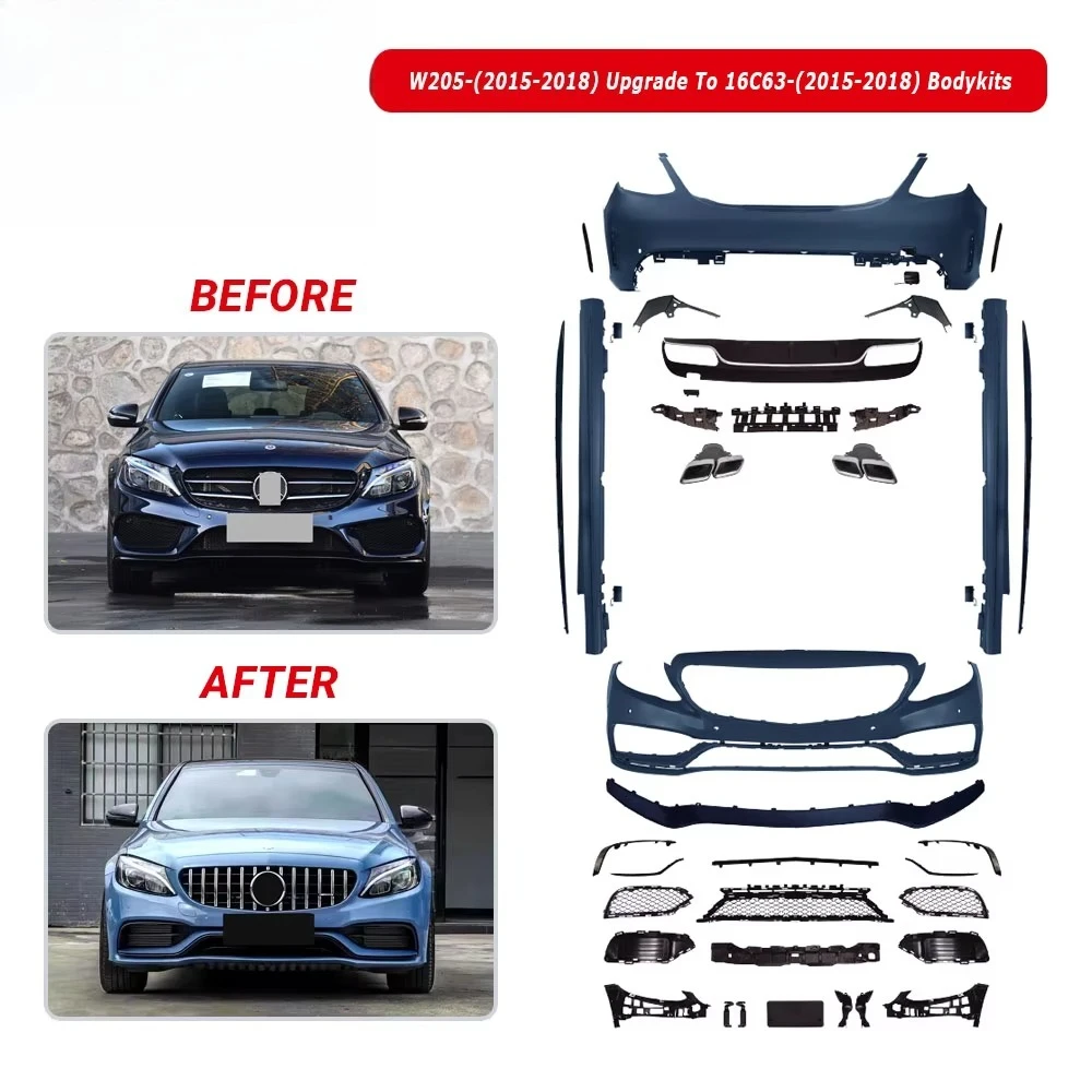 W205 2015-2018 Upgrade To 16C63 2015-2018 Bodykit Front and Rear Bumper Car Body Accessories Bolt-On Installation
W205 2015-2018 Upgrade To 16C63 2015-2018 Bodykit Front and Rear Bumper Car Body Accessories Bolt-On Installation