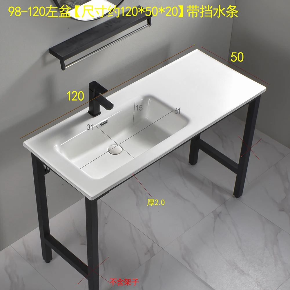 The new left-hand basin ceramic supports trimming and corner integrated bathroom counter 
The new left-hand basin ceramic supports trimming and corner integrated bathroom counter