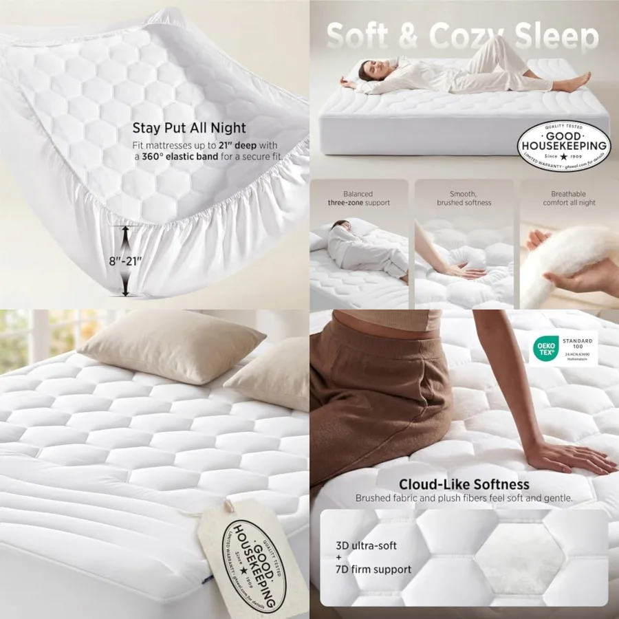 Quilted Fitted Mattress Topper Protector with 8-21 Inches Deep Pocket, Noiseless Bed Cover Padded for Camper and Motorhome, Machine Washable, White, 72x80 Inches
Quilted Fitted Mattress Topper Protector with 8-21 Inches Deep Pocket, Noiseless Bed Cover Padded for Camper and Motorhome, Machine Washable, White, 72x80 Inches