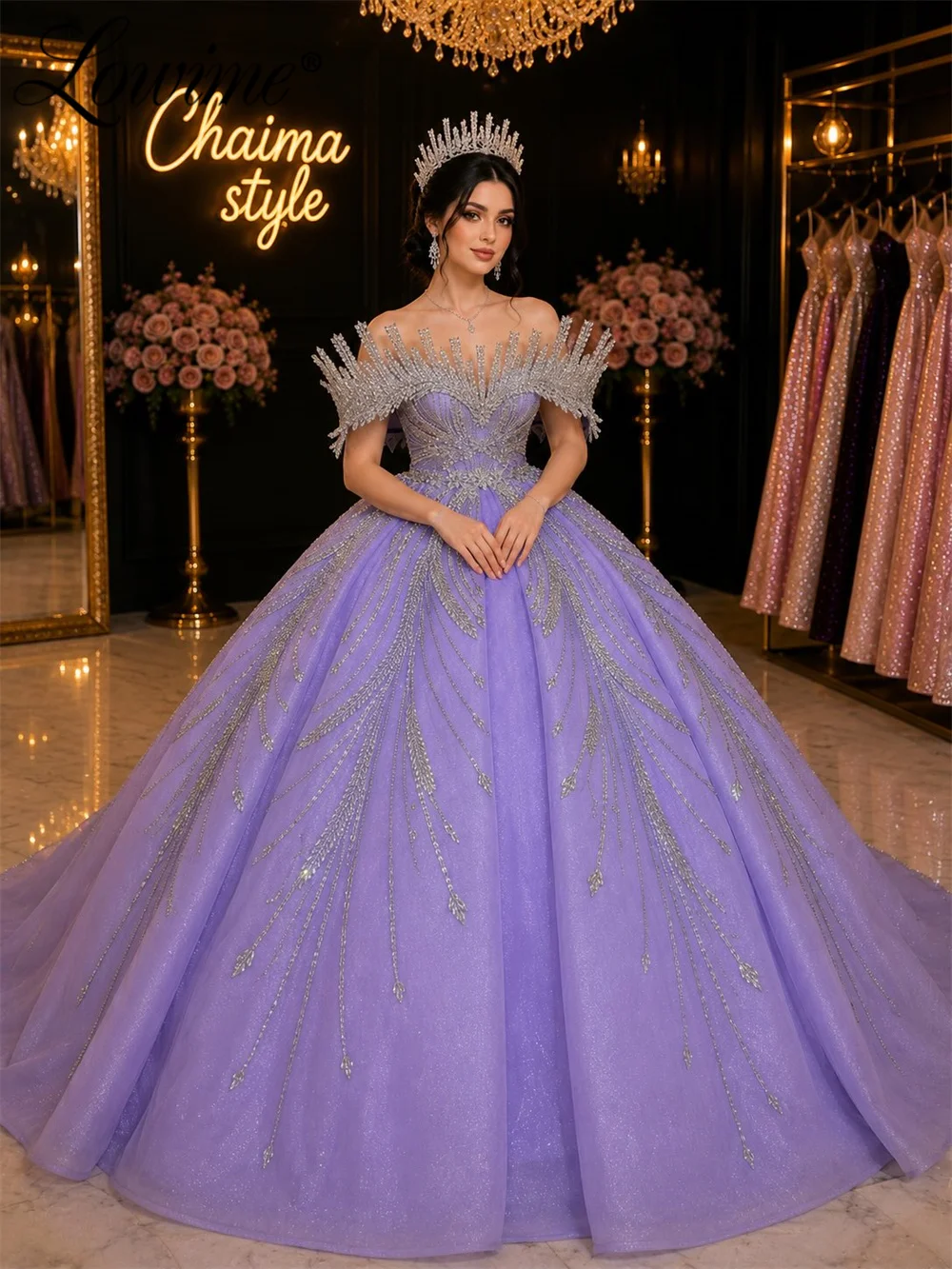 Charming Purple Puffy Prom Dresses Long Wedding Party Dress Customized Sparkly Crystals Off Shoulder Ball Gown Quinceanera Dress
Charming Purple Puffy Prom Dresses Long Wedding Party Dress Customized Sparkly Crystals Off Shoulder Ball Gown Quinceanera Dress
