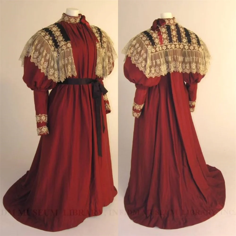 1860s French Tea Gown Costume Victorian Red Long Robe Dress Fashion Gothic Steampunk Ball Gown Reenactment Costume
1860s French Tea Gown Costume Victorian Red Long Robe Dress Fashion Gothic Steampunk Ball Gown Reenactment Costume