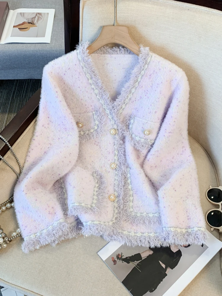 New Korean Fashion Mink Fur Loose Women Knitted Sweater Cardigan Autumn Winter Women's Long Sleeved V-Neck Tassel Jacket
New Korean Fashion Mink Fur Loose Women Knitted Sweater Cardigan Autumn Winter Women's Long Sleeved V-Neck Tassel Jacket