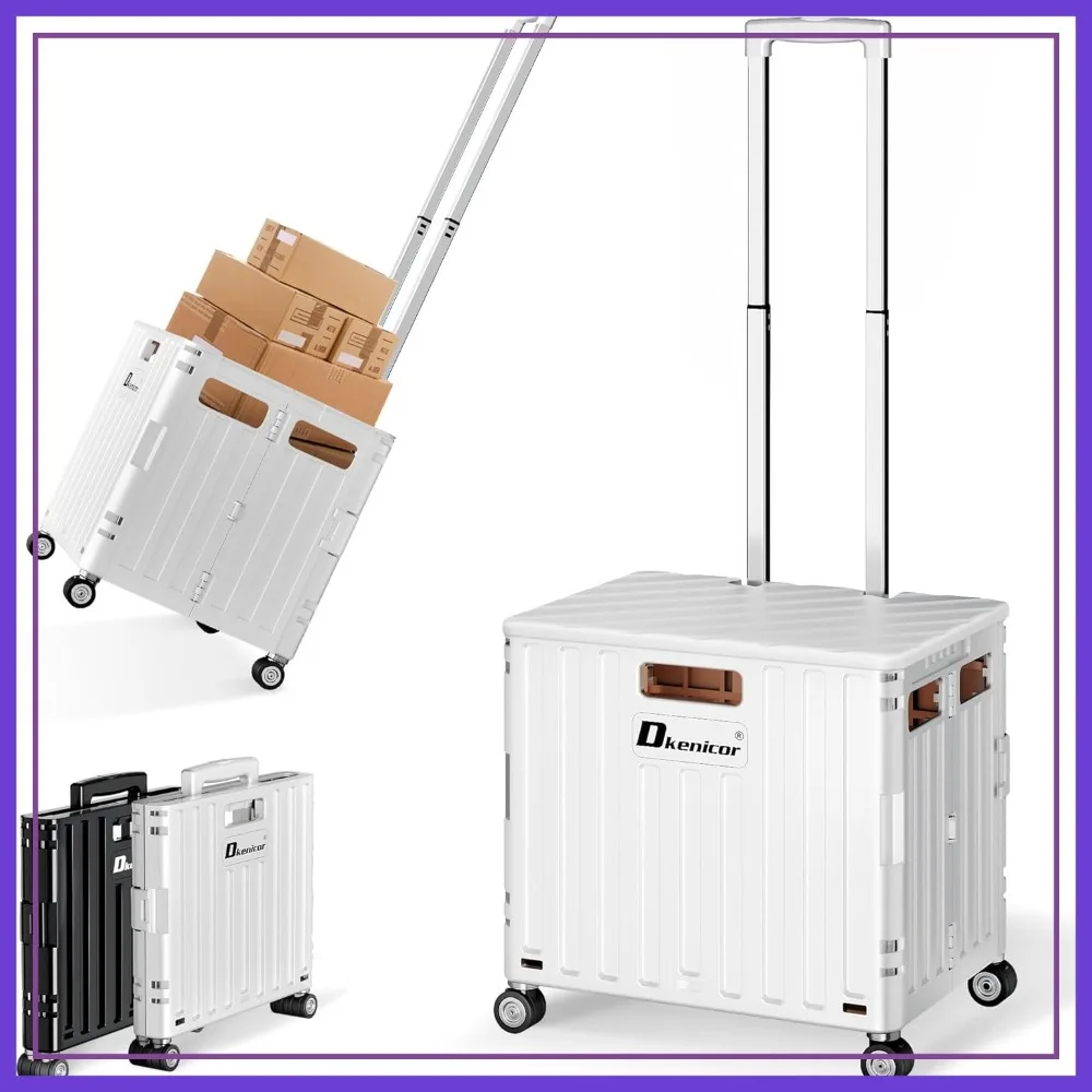 Folding Utility Cart with Lid, 4 Rotate Wheels, Collapsible Shopping Trolley for Grocery, Office, School - White
Folding Utility Cart with Lid, 4 Rotate Wheels, Collapsible Shopping Trolley for Grocery, Office, School - White