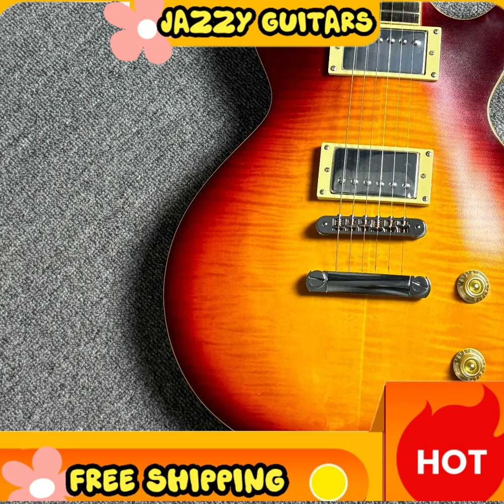 Sunburst Flame Maple LPASA Electric Guitar Black Hardware HH Pickups Mahogany Body Free Shipping Deluxe Vintage Blues Rock Gift
Sunburst Flame Maple LPASA Electric Guitar Black Hardware HH Pickups Mahogany Body Free Shipping Deluxe Vintage Blues Rock Gift