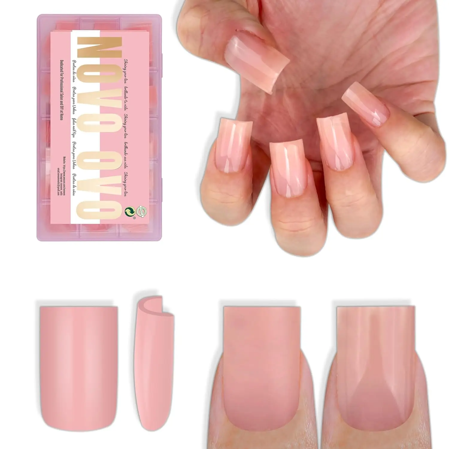 Short Sharp Square Nail Tips Press on Pure Color BABY PINK, Soft Gel False Nails Full Cover for Salon DIY 240 pcs
Short Sharp Square Nail Tips Press on Pure Color BABY PINK, Soft Gel False Nails Full Cover for Salon DIY 240 pcs