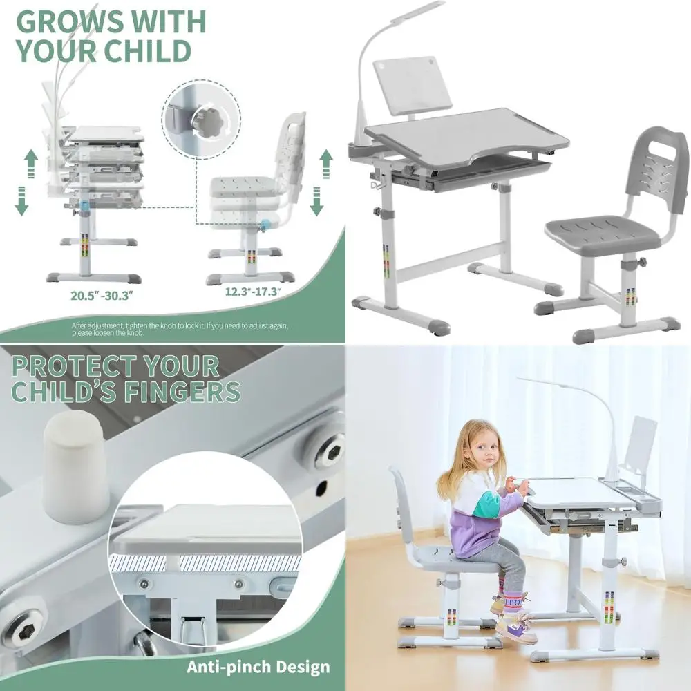 Эргономичный регулируемый по высоте детский стол и стул с местом для хранения, подставкой для книг и LED-подсветкой для учебы (серый)
Эргономичный регулируемый по высоте детский стол и стул с местом для хранения, подставкой для книг и LED-подсветкой для учебы (серый)