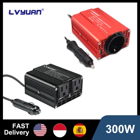 300W Car Power Inverter DC 12V To AC 110V 220V Dual USB Car Adapter Converter Auto Charger Modified Sine Wave EU US Socket