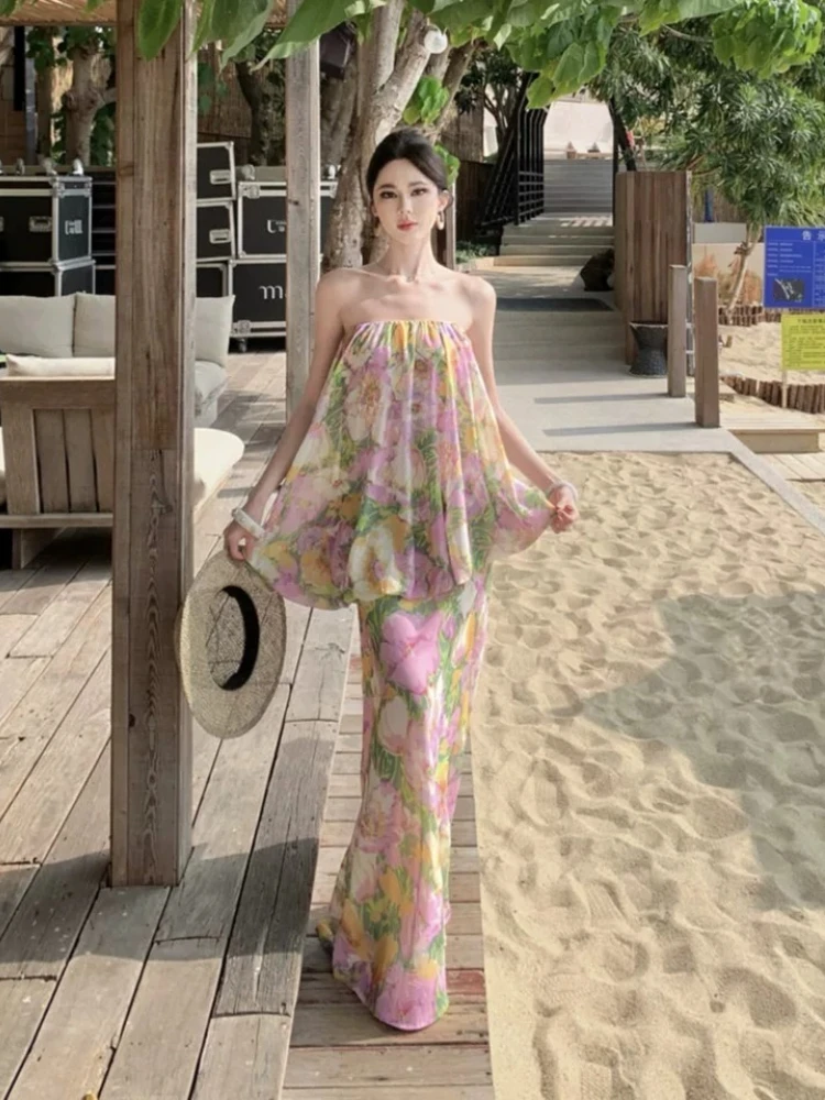 Dress Elegant Vintage Floral Print Off Shoulder Vacation Style Beach Seaside Photo Retro Faux Layered Strapless Long Gown
Dress Elegant Vintage Floral Print Off Shoulder Vacation Style Beach Seaside Photo Retro Faux Layered Strapless Long Gown