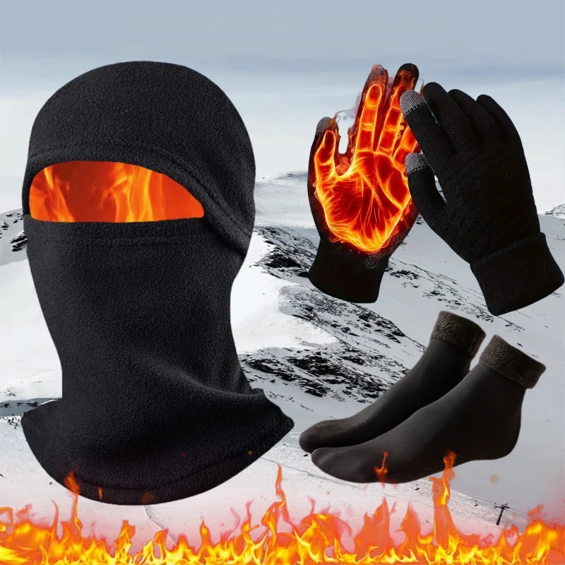 1 Set Winter Essentials Set: Touchscreen-Friendly Gloves, Thick Fleece-Lined Socks & Windproof Balaclava with Ear Protection
1 Set Winter Essentials Set: Touchscreen-Friendly Gloves, Thick Fleece-Lined Socks & Windproof Balaclava with Ear Protection