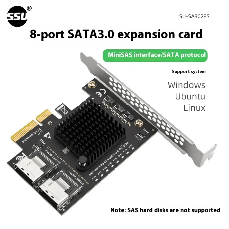 SSU PCIe to SFF-8087 SATA3.0 expansion card Mini-SAS/SATA hard disk adapter card 8 ports
SSU PCIe to SFF-8087 SATA3.0 expansion card Mini-SAS/SATA hard disk adapter card 8 ports