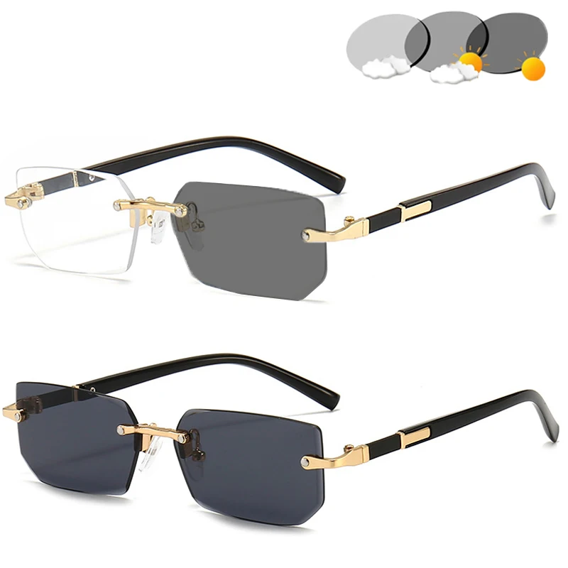 Rimless Rectangle Photochromic Sunglasses Women UV400 Protection Outdoor Travel Street Photography Unisex Goggle Shades Glasses
Rimless Rectangle Photochromic Sunglasses Women UV400 Protection Outdoor Travel Street Photography Unisex Goggle Shades Glasses