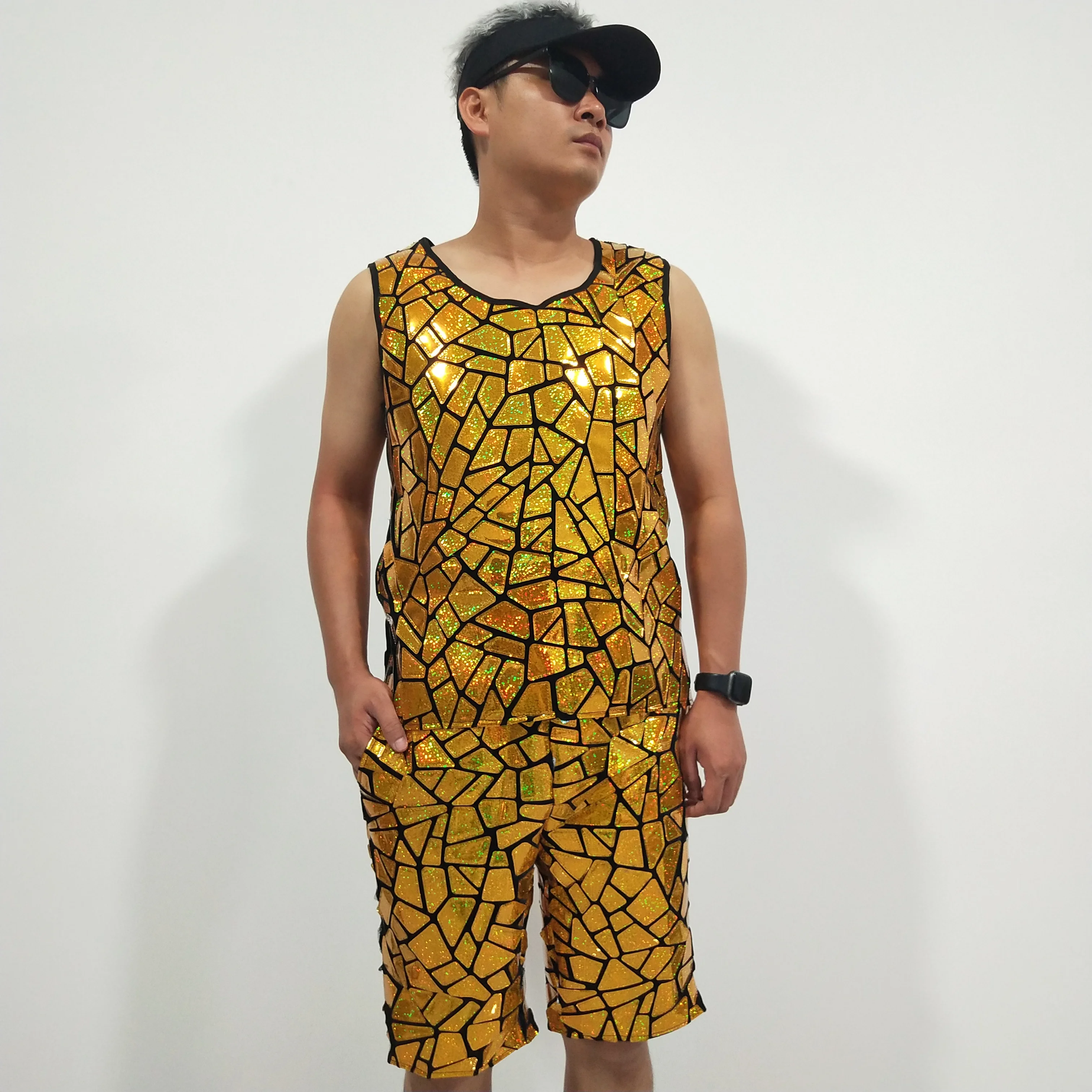 Bar Nightclub Gogo DJ Dancer Rock Hip Hop Performance Clothes Male Dancer Groups Stage Wear Glitter Gold Sequins Vest Pants Set
Bar Nightclub Gogo DJ Dancer Rock Hip Hop Performance Clothes Male Dancer Groups Stage Wear Glitter Gold Sequins Vest Pants Set