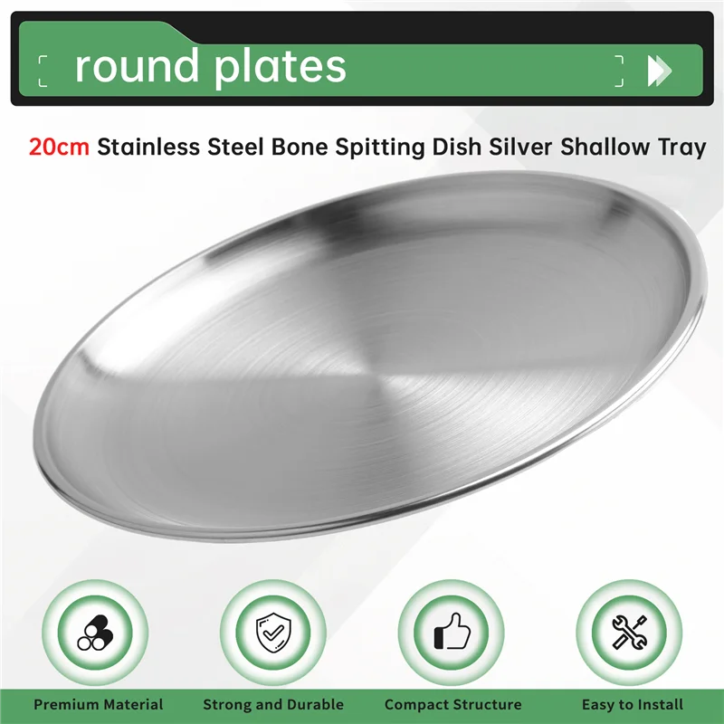 ABKJ-Stainless Steel Bone Spitting Dish Silver Shallow Tray Metal Dining Disc Round Plate 20Cm
ABKJ-Stainless Steel Bone Spitting Dish Silver Shallow Tray Metal Dining Disc Round Plate 20Cm