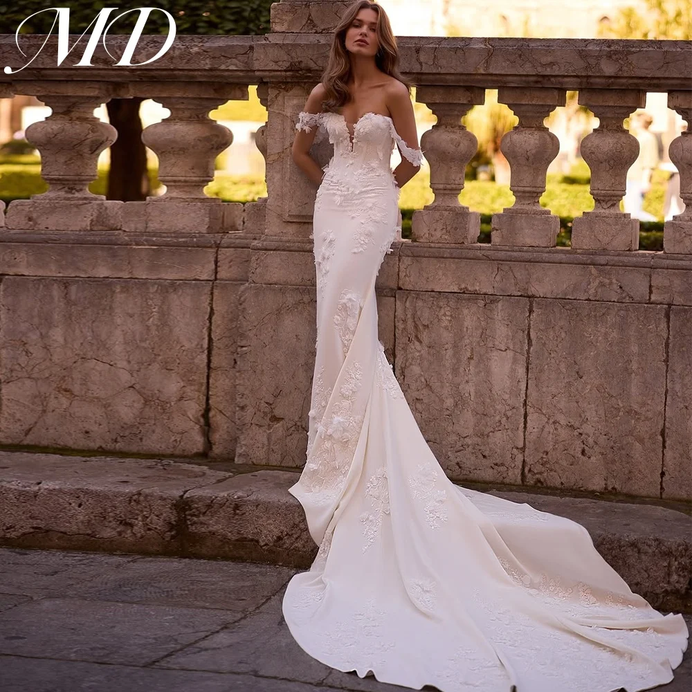MD New 2025 Exquisite Mermaid Wedding Dresses Off Shoulder Satin Applique Bridal Gown Court Train Customized vestidos de novia
MD New 2025 Exquisite Mermaid Wedding Dresses Off Shoulder Satin Applique Bridal Gown Court Train Customized vestidos de novia