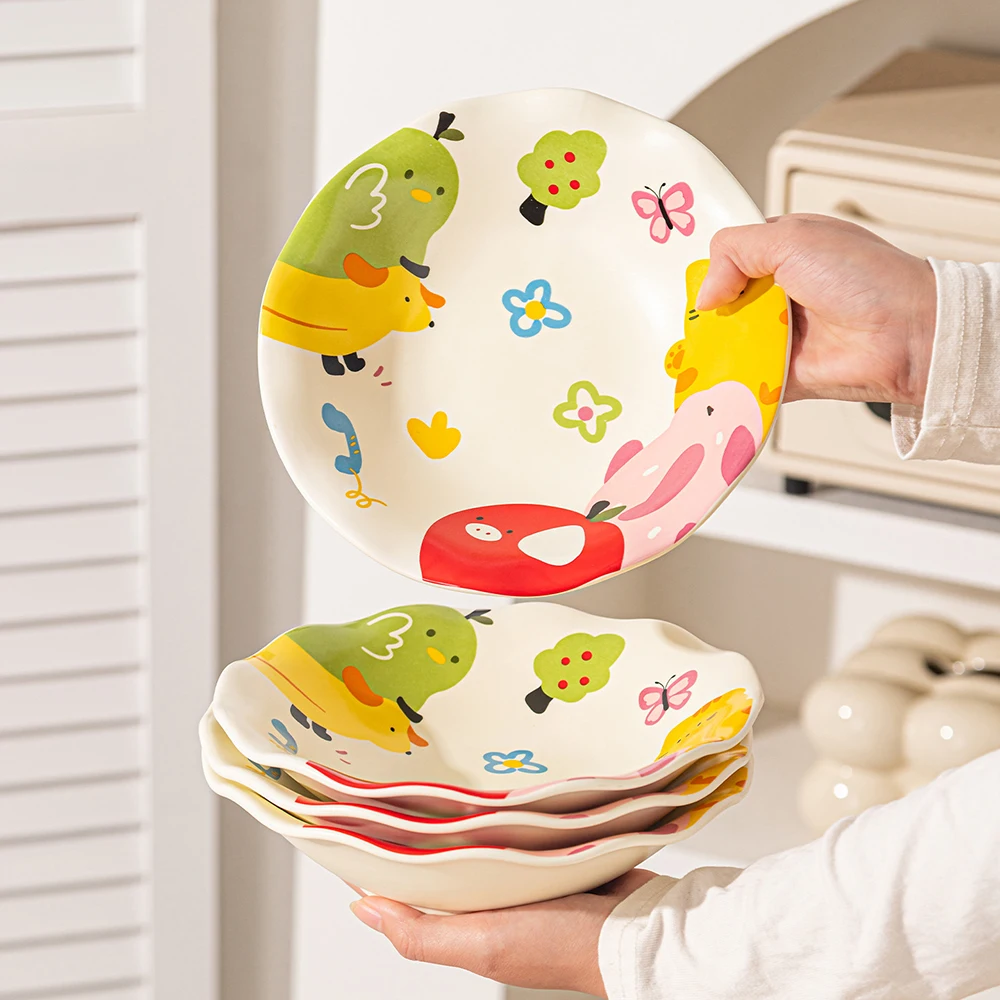 Cute Cartoon Animal Print Ceramic Dinner Plates Wavy Edge Porcelain Serving Plates For Dessert Salad High Aesthetic Tableware
Cute Cartoon Animal Print Ceramic Dinner Plates Wavy Edge Porcelain Serving Plates For Dessert Salad High Aesthetic Tableware