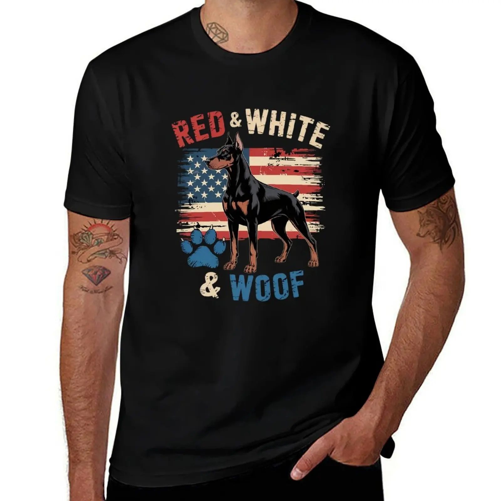 Doberman Pinscher American Flag USA Red White & Woof 4th T-Shirt plain graphic shirts oversized t shirt men 
Doberman Pinscher American Flag USA Red White & Woof 4th T-Shirt plain graphic shirts oversized t shirt men