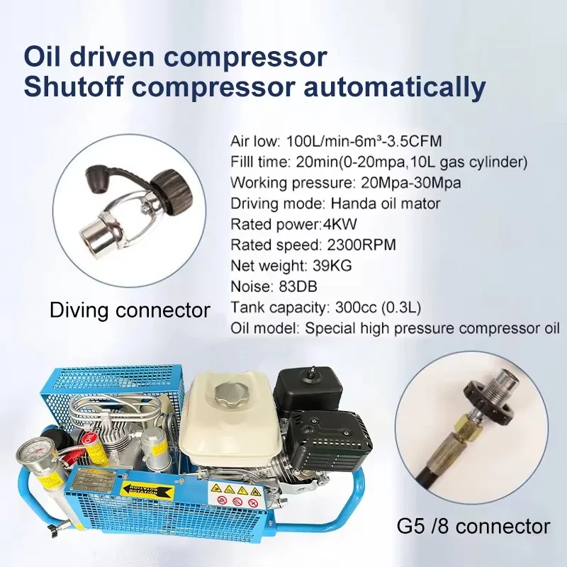 ODM OEM 100LPM 4KW High Pressure HPA 4500psi 300bar 30mpa Fan Cooling Gas PCP Breathing Scuba Diving Air Compressor
ODM OEM 100LPM 4KW High Pressure HPA 4500psi 300bar 30mpa Fan Cooling Gas PCP Breathing Scuba Diving Air Compressor