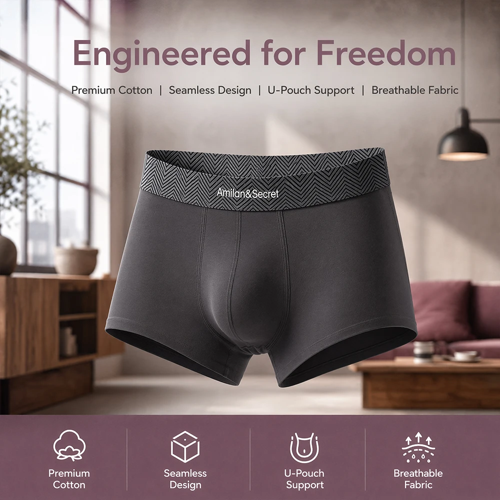 Seamless Ice Silk Men Trunks 3 Pack, Breathable Antibacterial Quick Dry Underwear for Sports, Office & Daily Wear
Seamless Ice Silk Men Trunks 3 Pack, Breathable Antibacterial Quick Dry Underwear for Sports, Office & Daily Wear