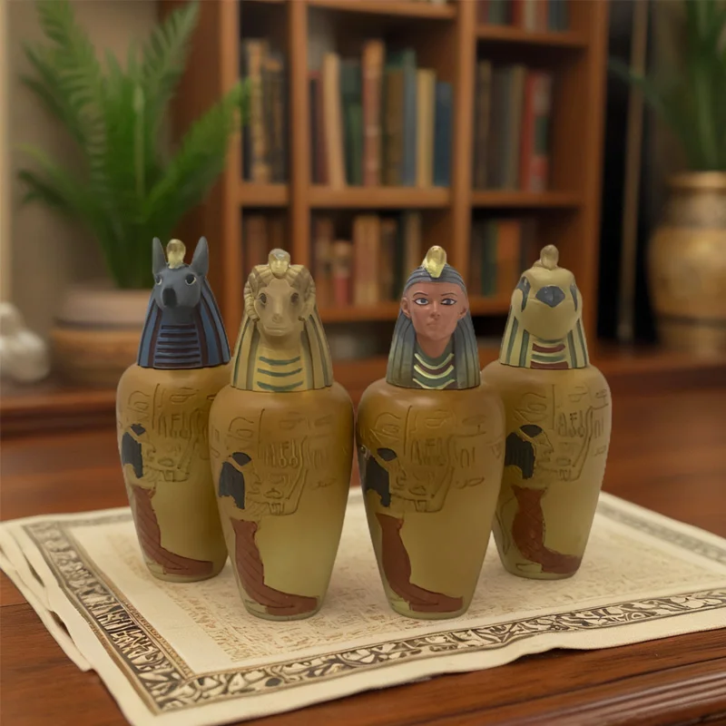 4pcs/set Egyptian pharaoh jar Resin statue Colorful Kanopis four-piece set Home decoration storage tank sculpture
4pcs/set Egyptian pharaoh jar Resin statue Colorful Kanopis four-piece set Home decoration storage tank sculpture