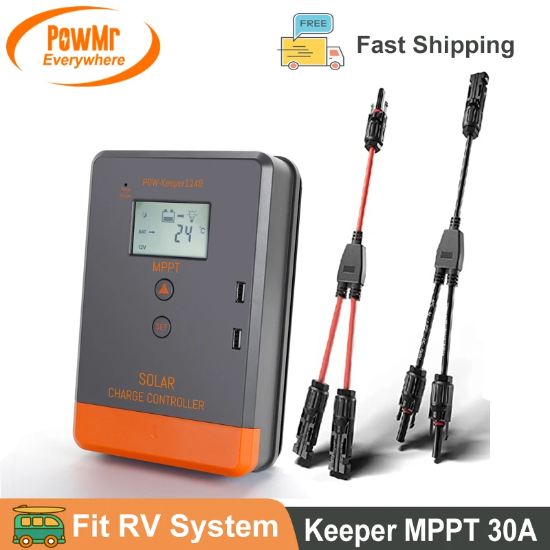 PowMr Keeper 30Amp Solar Charger Controller MPPT 12V 24V Auto Solar Regulator 30Aw LCD Dispaly for Lead-Acid Lithium Batteries
PowMr Keeper 30Amp Solar Charger Controller MPPT 12V 24V Auto Solar Regulator 30Aw LCD Dispaly for Lead-Acid Lithium Batteries