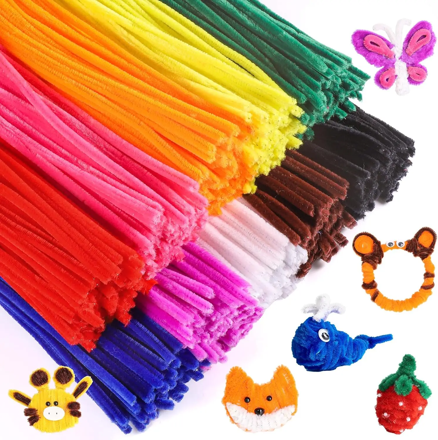 1000pcs Pipe Cleaners in 10 Colors Pipe Cleaners Value Pack of Multicolor Chenille Stems for DIY Arts and Craft Projects
1000pcs Pipe Cleaners in 10 Colors Pipe Cleaners Value Pack of Multicolor Chenille Stems for DIY Arts and Craft Projects