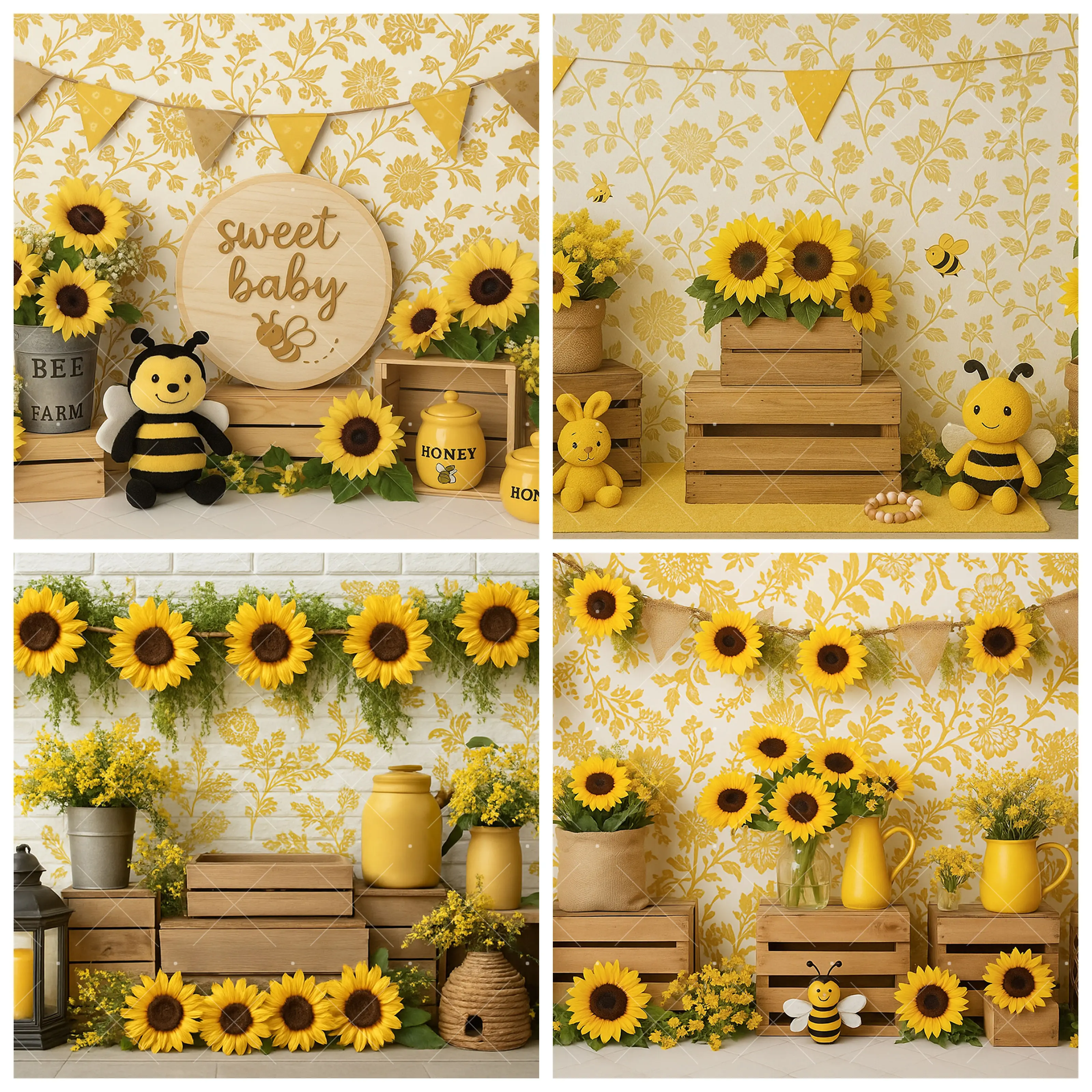 Sunflower Backdrop Yellow Plant Girl Birthday Photography Wood Beehive Flower Decor Kid Baby Portrait Custom Background
Sunflower Backdrop Yellow Plant Girl Birthday Photography Wood Beehive Flower Decor Kid Baby Portrait Custom Background