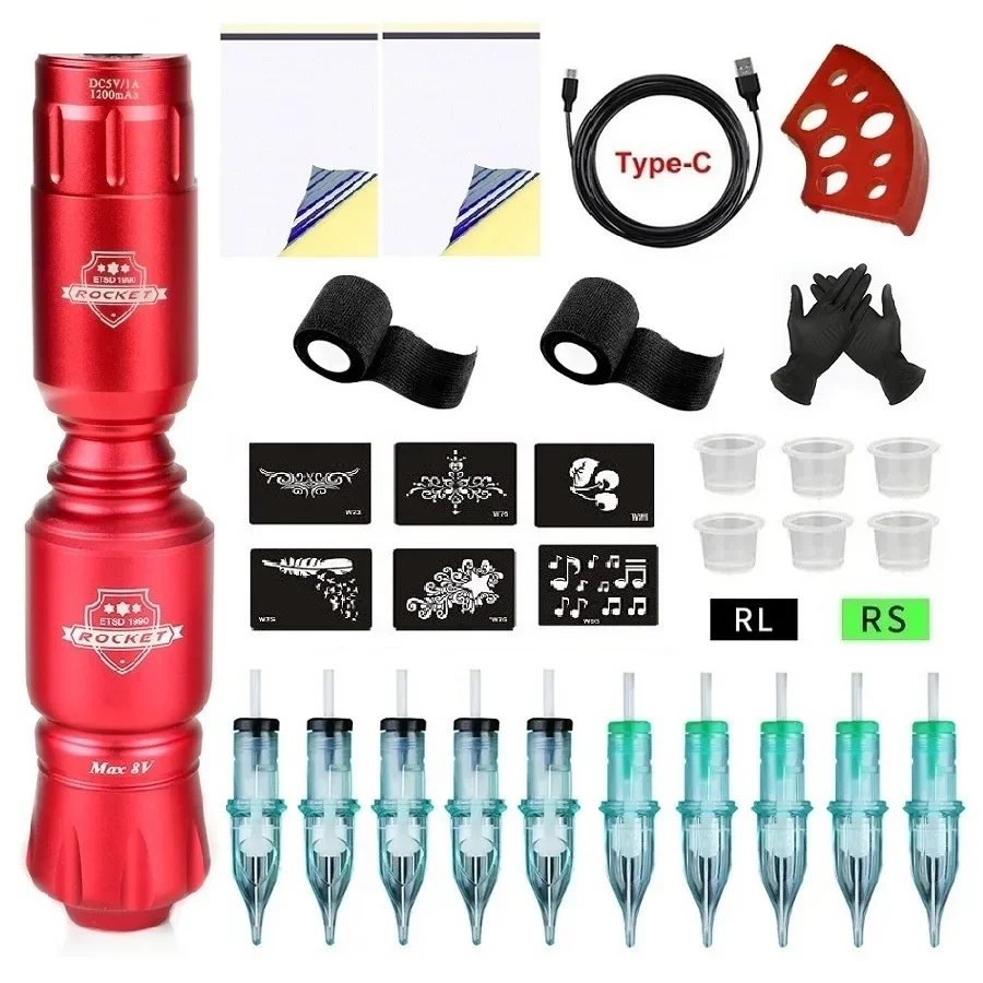 Professional Rotary Tattoo Pen Kits - Rocket Mini Tattoo Machine Set with Wireless Power Supply 10PCS Cartridge Needles Included
Professional Rotary Tattoo Pen Kits - Rocket Mini Tattoo Machine Set with Wireless Power Supply 10PCS Cartridge Needles Included
