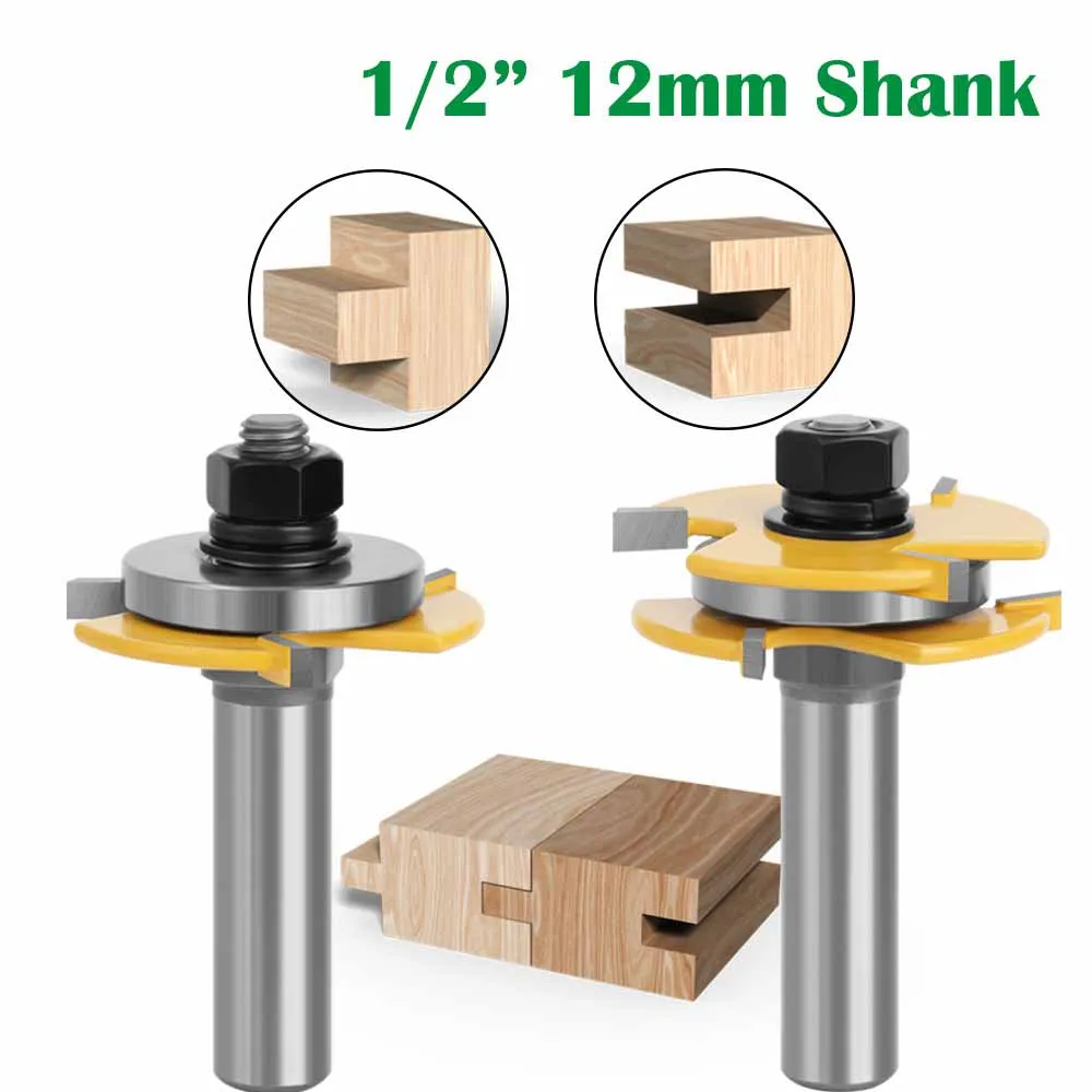 2PC/Set 1/2" 12MM Shank Milling Cutter Wood Carving Tongue & Groove Joint Assemble Router Bits T-Slot Tenon Woodworking Cutter
2PC/Set 1/2" 12MM Shank Milling Cutter Wood Carving Tongue & Groove Joint Assemble Router Bits T-Slot Tenon Woodworking Cutter