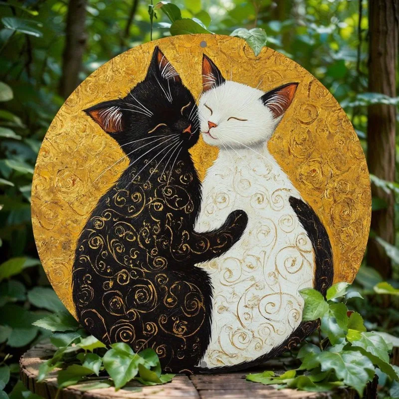 Black and White Cat Themed Round Aluminum Metal Sign, 2D Flat Print, Ideal for Bar, Cafe, Home, Living Room, Office Decor
Black and White Cat Themed Round Aluminum Metal Sign, 2D Flat Print, Ideal for Bar, Cafe, Home, Living Room, Office Decor