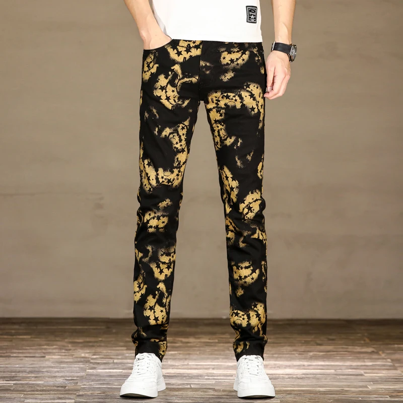 Men's Slim black jeans high-end personalized printed jeans street fashion casual jeans men's pants
Men's Slim black jeans high-end personalized printed jeans street fashion casual jeans men's pants