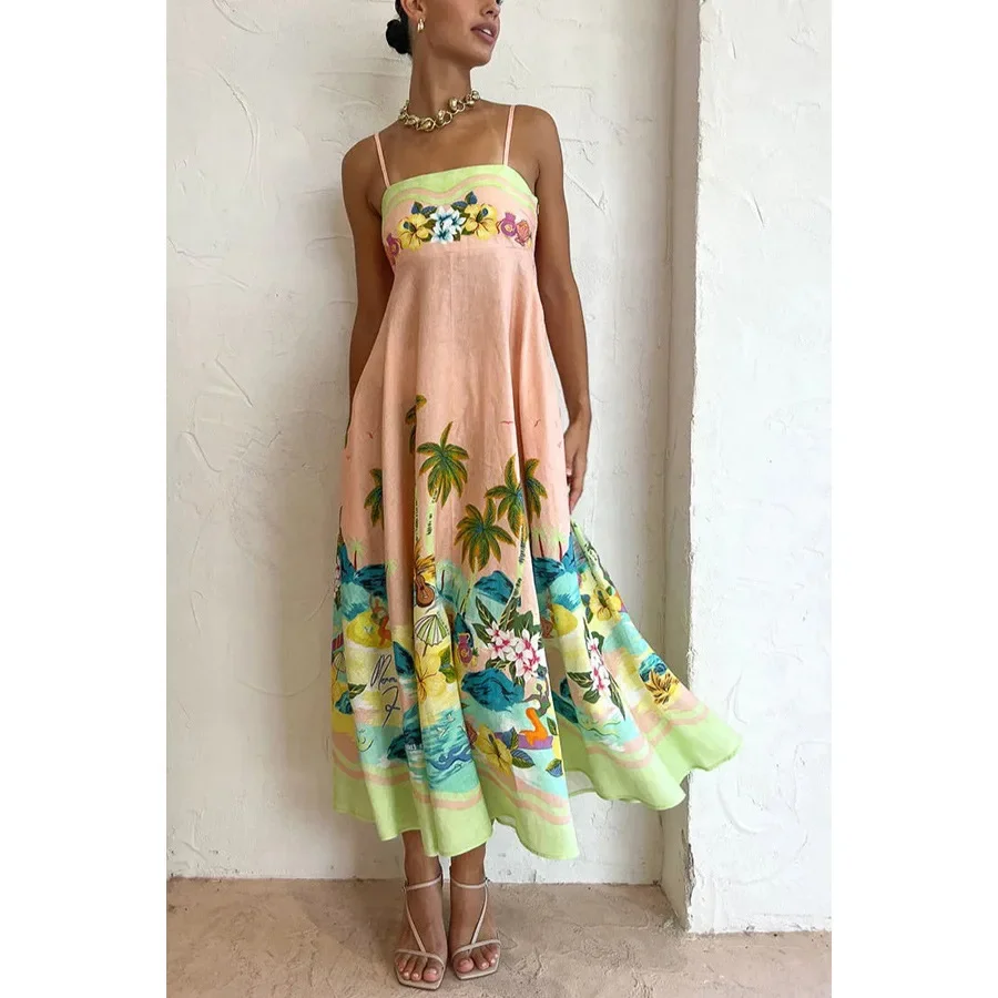 New European and American spring/summer camisole printed casual dress INS loose high waisted vacation dress
New European and American spring/summer camisole printed casual dress INS loose high waisted vacation dress