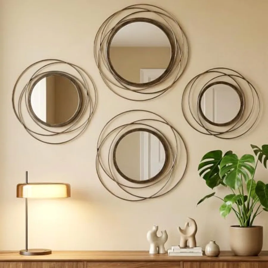 4 Pcs Decorative Wall Mirror Round Modern Circle Mounted Mirror Metal Wall Art Decor for Bedroom Living Room Entryway Dining Ro
4 Pcs Decorative Wall Mirror Round Modern Circle Mounted Mirror Metal Wall Art Decor for Bedroom Living Room Entryway Dining Ro