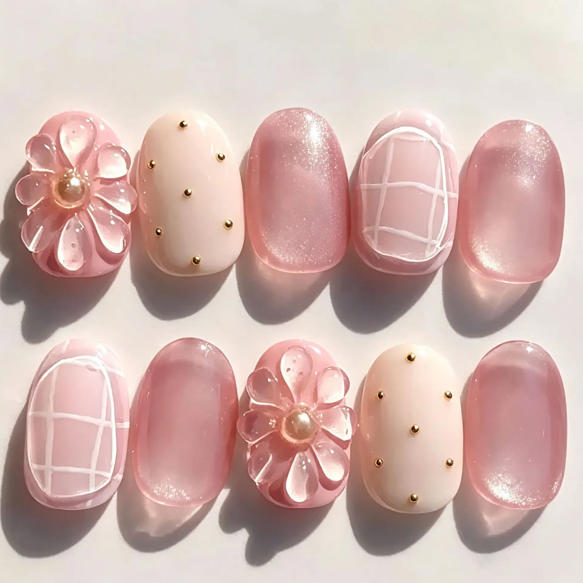 Cross-border explosion, hand-worn nail, almond nail pink 3D three-dimensional flower whitening nail art, fake nail wearing nail piece
Cross-border explosion, hand-worn nail, almond nail pink 3D three-dimensional flower whitening nail art, fake nail wearing nail piece