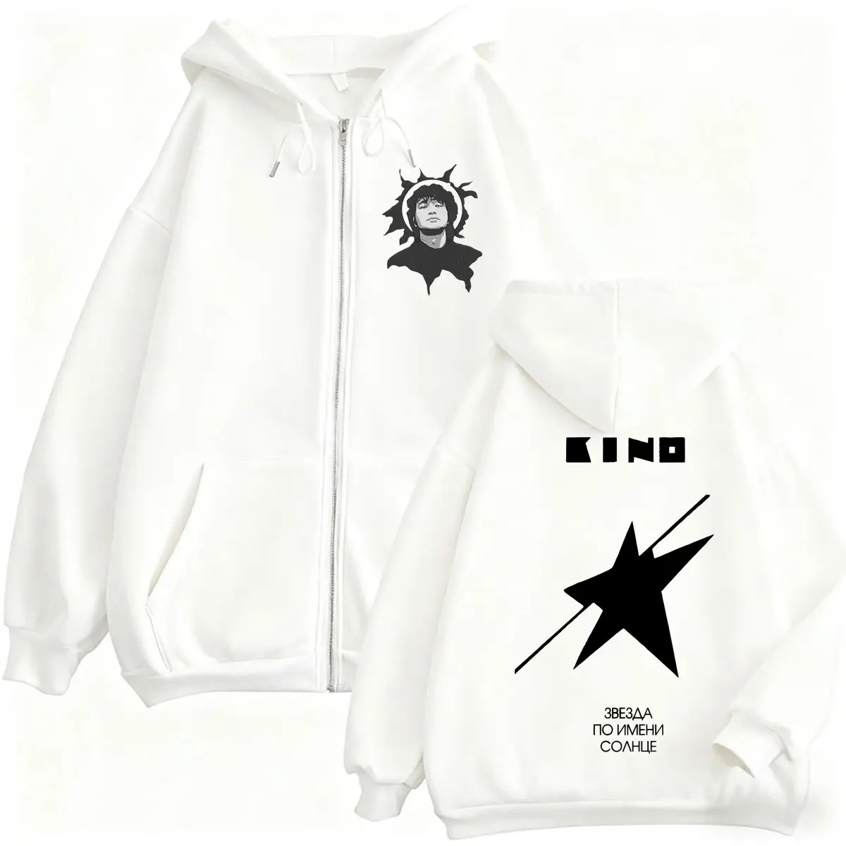 Legendary Russia Rock Band Viktor Tsoi Kino A Star Named Sun Album Graphic Zipper Hoodie Men Women Casual Vintage Zip Up Jacket
Legendary Russia Rock Band Viktor Tsoi Kino A Star Named Sun Album Graphic Zipper Hoodie Men Women Casual Vintage Zip Up Jacket