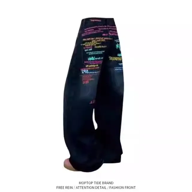 Retro American Lettering Wide Leg Jeans Women's Loose Street Style Casual Straight Long Pants Autumn Winter
Retro American Lettering Wide Leg Jeans Women's Loose Street Style Casual Straight Long Pants Autumn Winter