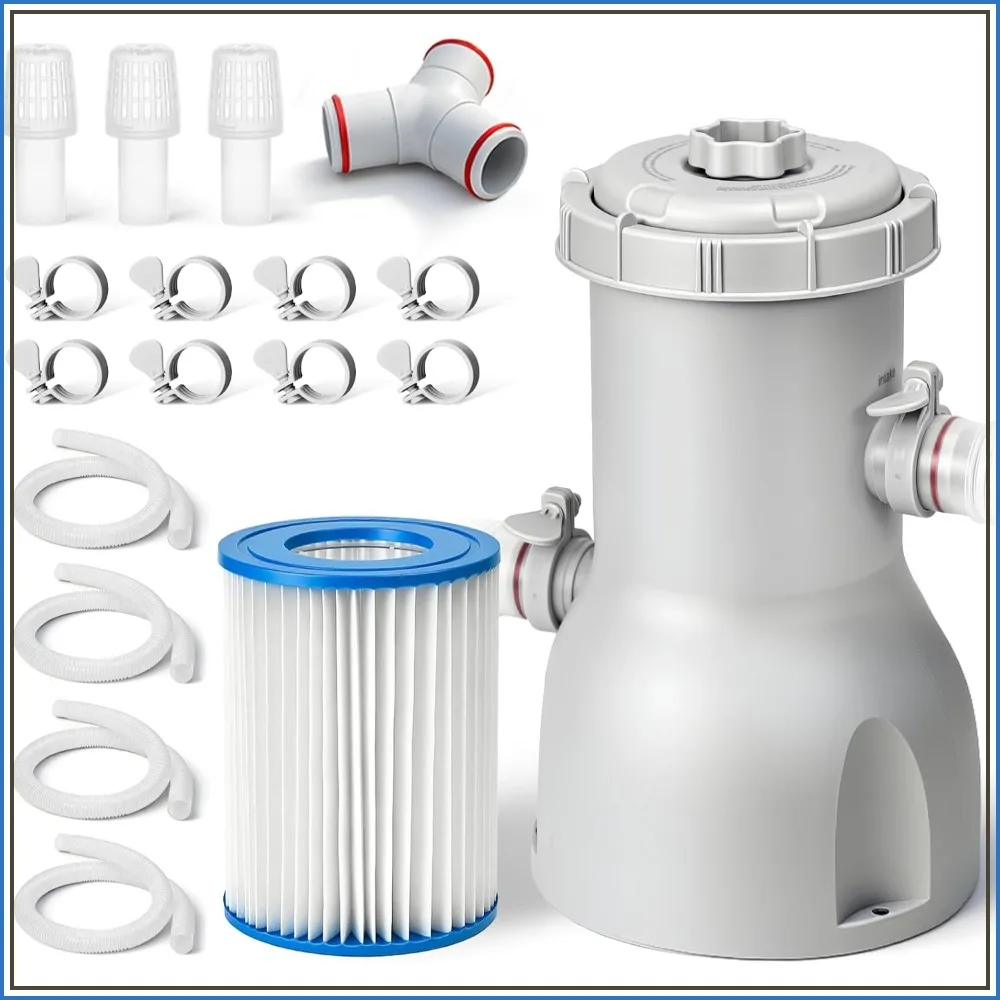 800 GPH Above Ground Pool Pump & Filter Cartridge, Easy Install, Crystal Clear Water
800 GPH Above Ground Pool Pump & Filter Cartridge, Easy Install, Crystal Clear Water
