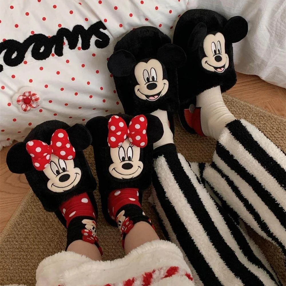 Disney Mickey Minnie Plush Slippers Cute Cartoon Bowknot Fuzzy Warm Slippers Couple Men Women Indoor Home Winter Cozy Footwear
Disney Mickey Minnie Plush Slippers Cute Cartoon Bowknot Fuzzy Warm Slippers Couple Men Women Indoor Home Winter Cozy Footwear