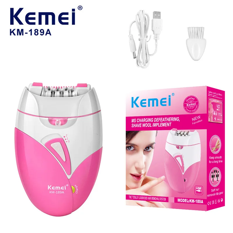 Kemei KM-189A Portable Women's Electric Hair Remover Epilator, Rolling Blades, 2-Speed Adjustable, Professional Hair Trimmer
Kemei KM-189A Portable Women's Electric Hair Remover Epilator, Rolling Blades, 2-Speed Adjustable, Professional Hair Trimmer