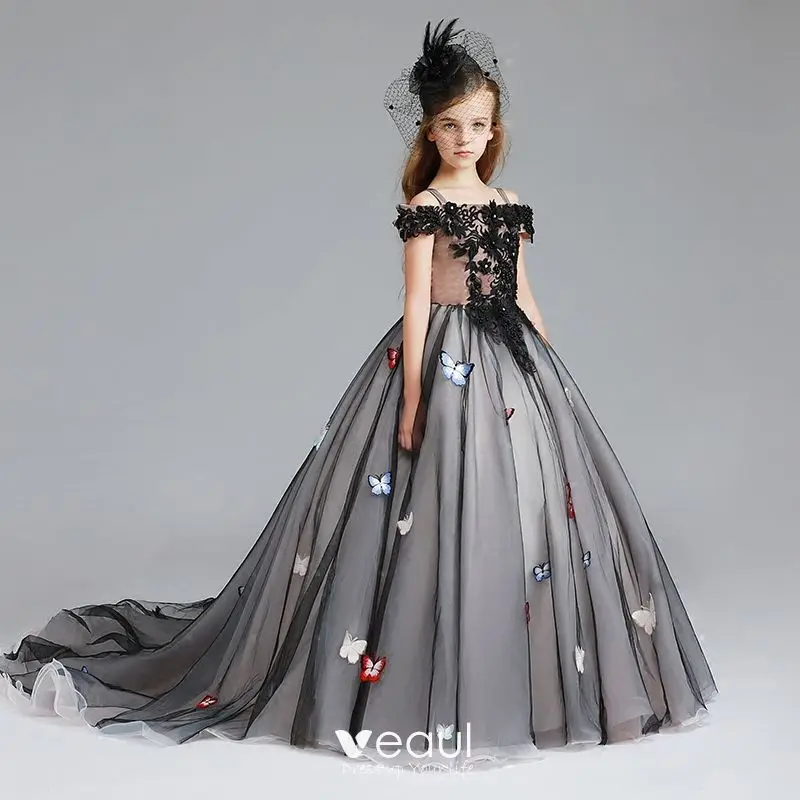 Luxurious Black Lace Flower Girls Dress High Neck With Corset Back Butterfly Designer Girl First Communion Pageant Gown
Luxurious Black Lace Flower Girls Dress High Neck With Corset Back Butterfly Designer Girl First Communion Pageant Gown