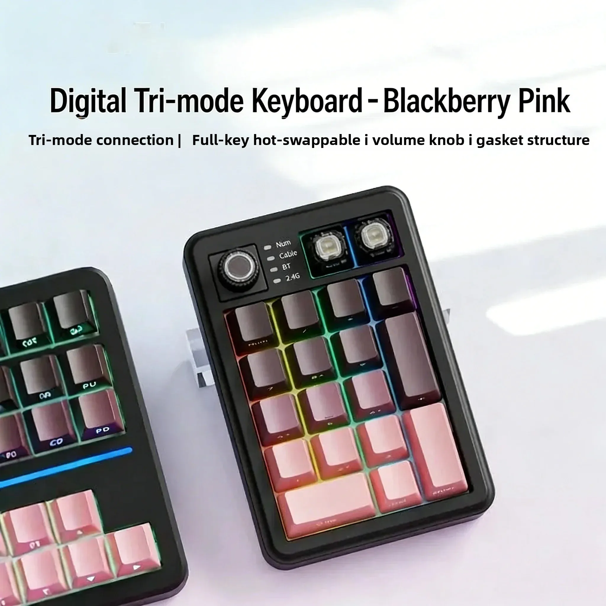 Mechanical Numeric Keypad Bluetooth/2.4G/Wired Tri-mode Gasket Structure Full-Key Hot-Swappable RGB Backlight For Office Laptop