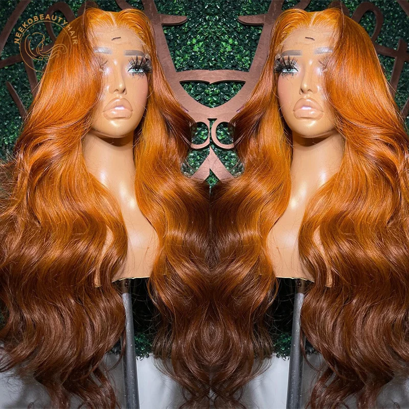 13x6 HD Transparent Lace Frontal Wigs Ginger Brown Ombre Colored Lace Front Wig Wavy Pre Plucked Body Wave Human Hair For Women
13x6 HD Transparent Lace Frontal Wigs Ginger Brown Ombre Colored Lace Front Wig Wavy Pre Plucked Body Wave Human Hair For Women