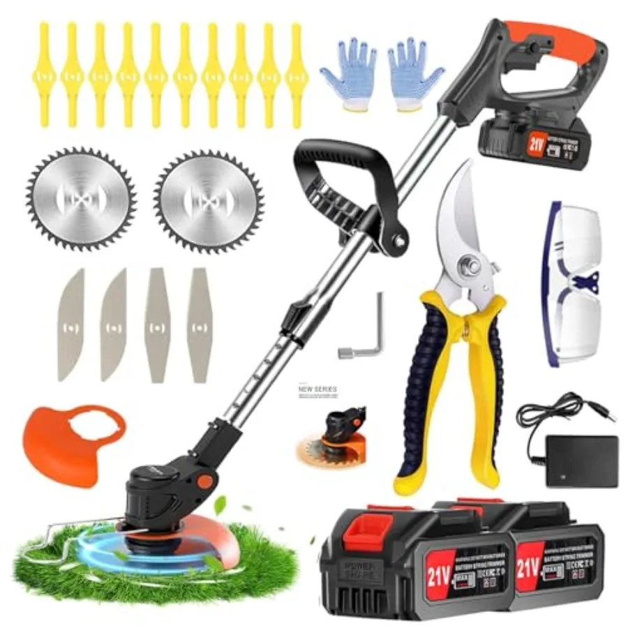 Weed WackerElectric Weed wackers with 2pcs 21V Batteries Cordless Weed Wacker with 3 Different Types of Blades String Trimmer W
Weed WackerElectric Weed wackers with 2pcs 21V Batteries Cordless Weed Wacker with 3 Different Types of Blades String Trimmer W